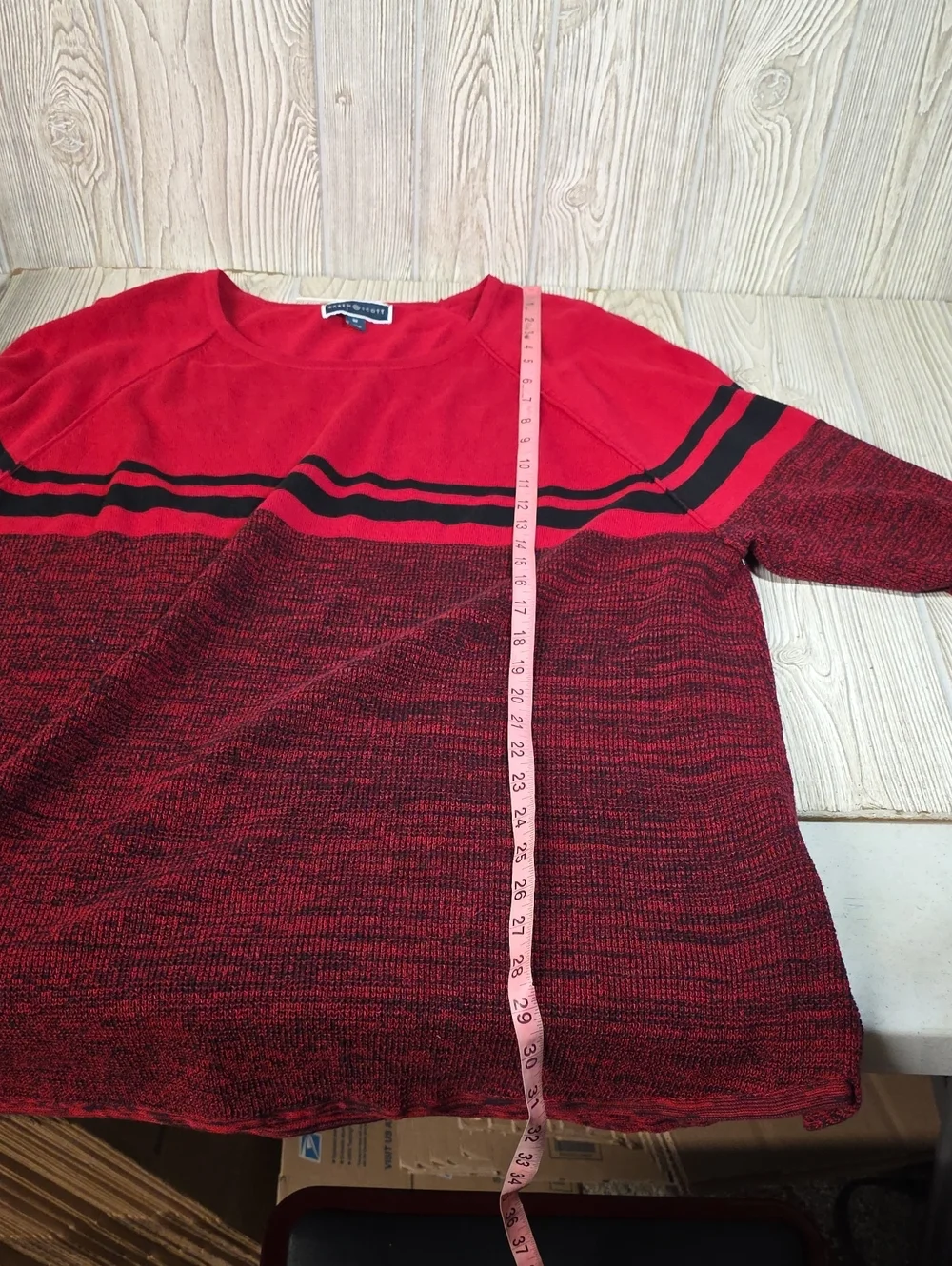 Karen Scott Red and Black Colorblock Tunic Sweater Womens Plus Size 3X NWT